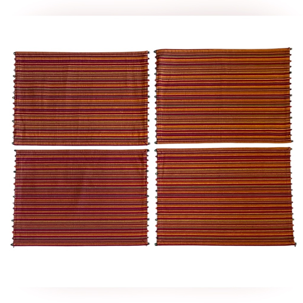 Pier 1 Imports Spicey Stripe Placemat 14” x 20” Fall Holiday Multicolor Set of 4